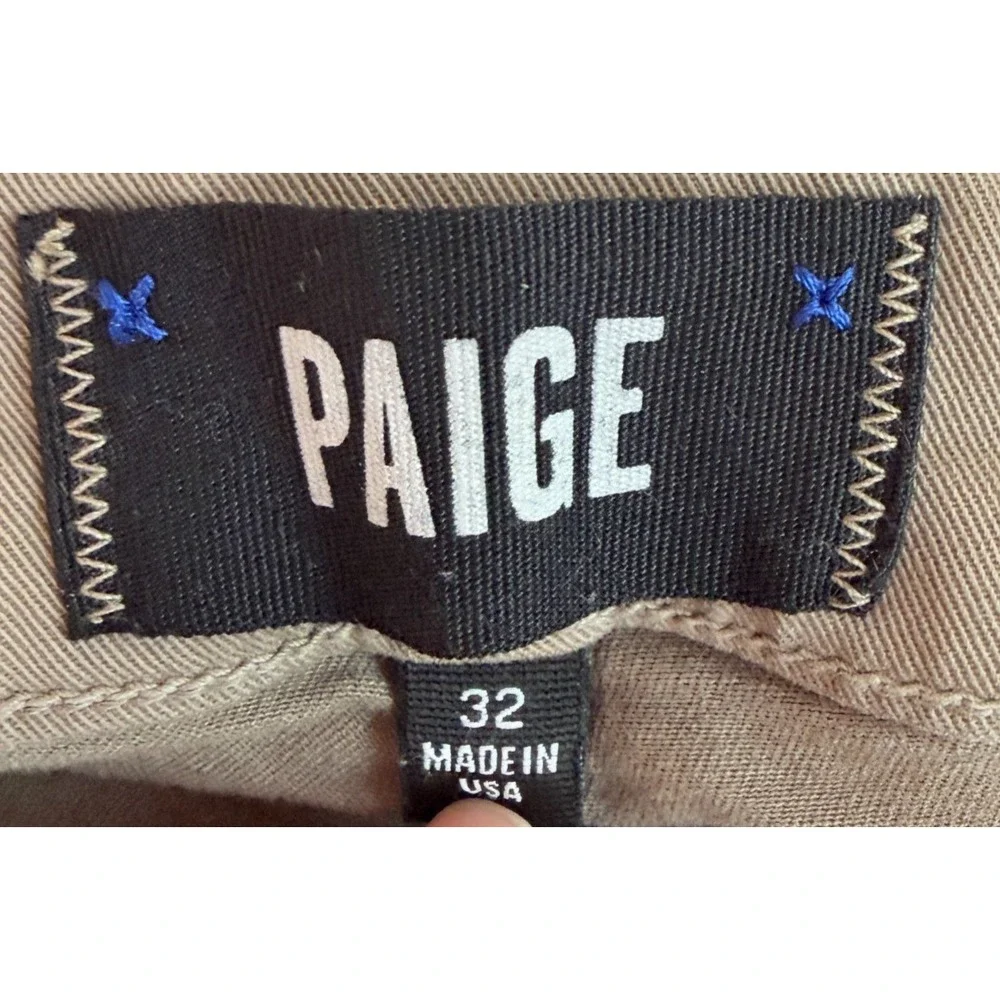 Paige Mens Sz 32 Federal Pants Khaki Brown Slim Fit Stretch Preppy Sporty - Picture 4 of 8